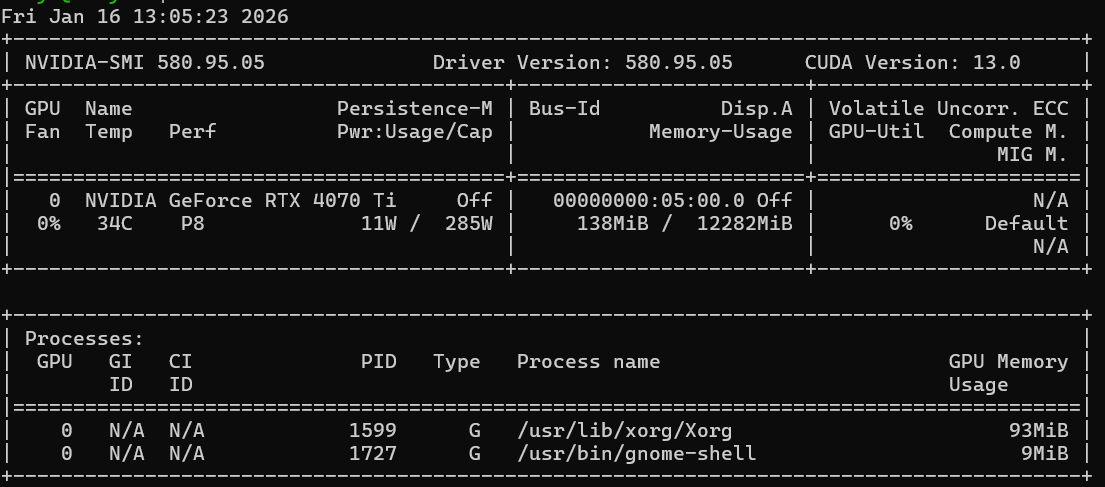 nvidia-smi output